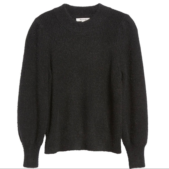 NEW MADEWELL BLACK PUFF SLEEVE PULLOVER SWEATER - Picture 8 of 9